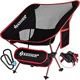 KESSER® Campingstuhl faltbar klappbar tragbar Angel Stuhl Camping Stuhl Faltstuhl bis 120 kg Strandstuhl Angelstuhl Klapphocker mit Getränkehalter kleinem Packmaß, Outdoor Stuhl, Rot