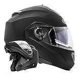 ATO Moto Montreal Schwarz matt Größe L 59-60cm Klapphelm mit Doppelvisier System und der neusten Sicherheitsnorm ECE 2205