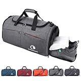 CANWAY Faltbare Sporttasche Faltbare Reisetasche mit dem schmutzigen Fach und Schuhfach Leichtgewicht für Männer und Frauen (Grau)