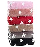 MALIKA® Sterne Spannbettlaken Cashmere-Feeling Fleece, kuscheliges Spannbetttuch, Kinderbett Couch, Flauschiges Laken gut als Matratzenschoner, Farbe:ROSA, Größe:90x200-100x200 cm