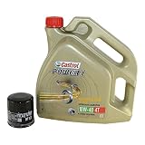 Ölwechsel- Set Motoröl Castrol Power 1 4T 10W-40 4 Liter inkl. Ölfilter für Motorrad, Honda CB CBR, GL, NT, VF, VFR, Kawasaki ER, GPZ KLE, ZX, ZXR, Polaris, Yamaha UVM