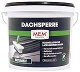 MEM Dach-Sperre - 12 L - Latex-Bitumenmasse - Zur dauerhaften Abdichtung - Rissüberbrückend und Wasserdicht - Für die Verwendung bei Flachdachsanierungen und Neubauten im Außenbereich - 30836513