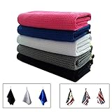 Finger Zehn 2017 Neue Herren Damen Golf Handtuch Waffle 42 x 14 mit Haken Tasche Farbe schwarz blau pink Mikrofaser Junior Kinder Clip Kit, weiß