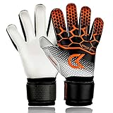 CATCH & KEEP® Kralle Junior Pro - Kinder Torwarthandschuhe - Premium Torhüterhandschuhe für Kinder - Tormannhandschuhe mit extra starkem Grip (Version 3.0 - Schwarz/Orange, 4)