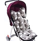 Souarts Universal Kinderwagen Sitzauflage Sitzkissen Baumwolle atmungsaktiv Sitzeinlage für Baby Kinderwageneinlagen Winter Unterlage Buggy 35x78 cm (Grey)