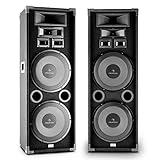 Auna PA-2200 PA Boxen Set Fullrange PA-Lautsprecher Paar (2000 Watt max, 3-Wege, je 2x 30cm Subwoofer, Bassreflex, Tragegriffe) schwarz