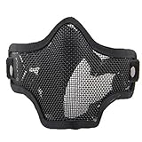 QMFIVE Taktische stahlmatten Masken hälfte Gesichtsmaske schutzkleidung für Airsoft Paintball Cosplay (BK)