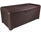 Ondis24 Kissenbox Santo Rattan Optik Sitztruhe Auflagenbox braun 560 Liter XXL