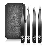 Premium Pinzetten im 4-teiligen Set I Hochwertiges Pinzettenset ideal zum Zupfen der Augenbrauen I Haarentfernung leicht gemacht mit jeweils einer Pinzette in verschiedenen Formen