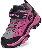 Mishansha Trekking Wanderstiefel Kinder Warm Gefüttert Wanderschuhe Jungen Winterstiefel Mädchen rutschfeste Baumwollschuhe Violett Gr.28