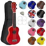 Mad About SU8 Sopran-Ukulele in Rot mit einer GRATIS Gigbag, Pick und Ersatzsaiten - großartig für Schulen und Anfänger