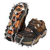 IPSXP Steigeisen, Schuhkrallen mit 19 Edelstahl Zähne Spikes Universal Anti-Rutsch Grödel für Winter High Altitude Wandern Bergsteigen auf EIS Schnee Gletscher - M