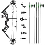 MILAEM Bogenschießen Compoundbogen Jagdbogen 30-70lbs Sportbogen Einstellbar mit Carbonpfeilen Bogen für Erwachsene Außenaufnahmen Rechtshänder (Compoundbögen Set)