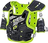 O'NEAL | Brustprotektor | Motocross Enduro | Aus Kunststoff-Spritzguss, Verstellbare Hüftgurte, Zertifiziert EN 14021 | PXR Stone Shield Brustpanzer | Erwachsene | Schwarz Neon-Gelb | One Size