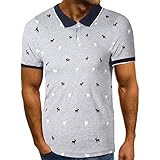 Sannysis Businesshemden Herren Poloshirts Kurzarm mit Stehkragen Brusttasche Kontrastfarbene Slim Fit Polohemd klassisch Golf T-Shirt Freizeithemden Fashion Personality Sommer Casual Top Bluse