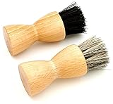 DELARA Zwei hochwertige Tiegelbürsten aus Holz mit weichem Rosshaar, zum Auftragen Schuhcreme auf Schuhe, Taschen etc. aus Leder - Made in Germany