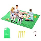 Likorlove Stranddecke Ultraleicht, Picknickdecke wasserdichte Sandabweisend Strandmatte Leicht Faltbare tragbare Taschendecke Übergroße Outdoor Campingdecke mit 4 Pfosten und Tasche.