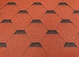 Isolbau Dachschindeln Hexagonal Dreieck Form 3 m² Ziegelrot (22 Stk) Schindeln Dachpappe Biberschindeln Bitumenschindeln Gartenhaus Vogelhaus Holz Kaninchenstall Betonsäulenüberdeckung Hundehütte