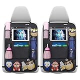 Auto Rückenlehnenschutz Ezilif 2 Stück Groß Auto Rücksitz Organizer für Kinder, 600D Oxford Stoff Wasserdicht Rücksitzschoner mit 12 Zoll iPad/Tablet-Tasche, Kick-Matten-Schutz für Autositz