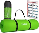 POWRX Gymnastikmatte inkl. Übungsposter I Trainingsmatte Phthalatfrei 183 x 60 x 1 cm I Matte hautfreundlich I versch. Farben (Hellgrün)