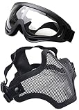 Paintball Maskengläser,COOFIT Softair Maske Halbe Maske Airsoft Maske Outdoor Maske Stahlnetz und Schutzbrillen 2 Set
