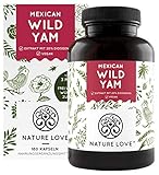 NATURE LOVE® Wild Yam Kapseln - Vergleichssieger 2020* - Original Mexican Wild Yamswurzel - Hochdosiert mit 880mg Extrakt (davon 176mg Diosgenin) je Tagesdosis - 180 vegane Kapseln