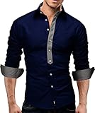 MERISH Hemd Slim Fit Karokontrast 5 Farben Größen S-XXL 11 H.Blau (New Blue) XXL