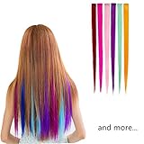 SwirlColor 12 Stück 55cm (21 '') Multi-Farben-Partei-Highlight auf dem Clip in Hair Fashion Beauty Salon Versorgung gerade Perücken für Frauen (12 pcs glatt)