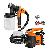 TACKLIFE 800W Elektro Lackierpistole,1100 ml/min, Farbsprühsystem 3 Düsengrößen, 3 Spritzmuster für DIY und Dekoration- SGP16AC