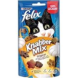 FELIX KnabberMix Original Katzensnack, Knusper-Leckerlie mit 3 Geschmacksrichtungen, 8er Pack (8 x 60g)