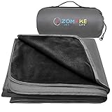 ZOMAKE Warme Fleece-Outdoor-Decke wasserdichte Leichte Campingdecke für das Winterpicknick (Schwarz und Dunkelgrau)