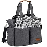 Lekebaby Baby Wickeltasche Bote groß mit Wickelunterlage für Reise, Grau