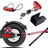 Scheibenbremsenschloss Diebstahlsicherung Stahldrahtschloss, Scheibenbremsen Sperren Mit Stahldraht für Xiaomi Mijia M365 Motorrad Fahrrad Räder Schließfach mit Erinnerungsseil (Rot)
