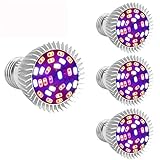 Esbaybulbs Pflanzenlampe LED 28W Hoch Effizient Pflanzenlampen,E27 Sockel, für Wasserpflanzen, Saatgut, Blumen, Topf- und Zimmerpflanzen, Gemüse, Wachstumslampe [4 Pack]