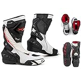 A-PRO Motorradstiefel Sportrennstrecke Road Technische Microfiber Weiß 42 Sonic