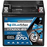 Motorradbatterie 12V 20Ah BlueMax CTX20L-BS GEL Batterie 52014 Quad YTX20L-BS