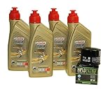 Öl Wechselset 4 Liter Castrol SAE 5W-40 Power 1 Racing 4T inkl. Ölfilter Hiflo HF160 für BMW S 1000, K 1200, K 1300, HP4 1000, Husqvarna Nuda 900