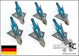 molinoRC 6X Pfeilspitzen | blau | Jagdspitzen Armbrust Bogen | Alu mit 3 Klingen Edelstahl | | Pfeilspitzen Bogenschießen | Armbrust Pfeil und Bogen
