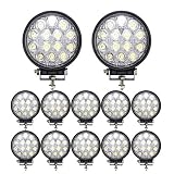 BRIGHTUM 42W 4.5inch LED Offroad Arbeitsscheinwerfer weiß 12V 24V 3990 Lumen Runde Reflektor worklight Scheinwerfer Arbeitslicht SUV UTV ATV Arbeitslampe Traktor Bagger LKW KFZ (12 Stück)