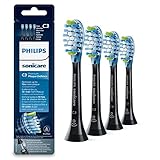 Philips Sonicare Original Aufsteckbürste Premium Plaque Defence HX9044/33, 10x mehr Plaqueentfernung, RFID-Chip, 4er Pack, Standard, Schwarz