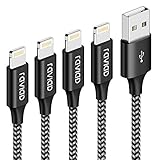 RAVIAD iPhone Ladekabel, Lightning Kabel [4Pack 0.3M+1M+2M+3M] iPhone Kabel Nylon USB Ladekabel für iPhone 11/11 Pro/XS/XS Max/XR/X/8/8 Plus/7/7 Plus/6s/6/6 Plus/5S/5/SE 2020 - Schwarz