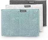 Brabantia Mikrofaser (3er Set) Reinigungstuch, Mehrfarbig (Dark Grey, Light Grey, Mint), 16 x 22 cm