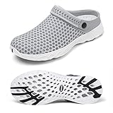 SAGUARO Damen Aquaschuhe Herren Hausschuhe Sommer Clogs Gartenschuhe Pantoletten Comfort Sandalen Trekking Strand Schuhe rutschfest Grau Clogs 37