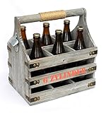 DanDiBo Bierträger mit Flaschenöffner Flaschenträger 6 Zylinder 93540 Flaschenkorb aus Holz Bier