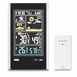 ADE Wetterstation WS 1600 (Digitale Profi Funkwetterstation mit Thermometer, Hygrometer, Barometer, LED Farbdisplay, Mondphasen, USB und Außensensor)