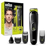 Braun 6-in-1 Multi-Grooming-Kit MGK3021, Barttrimmer, Ohren- und Nasenhaartrimmer, lebenslang scharfe Klingen, schwarz/grün