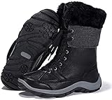 CAMEL CROWN Damen Winterstiefel Schneestiefel Kunstpelz Warm Gefüttert Mode Winterboots rutschfest Wasserdicht Wanderstiefel Flach Bequem Schnürschuhe Gummilaufsohle Ski Snowboard Outdoor