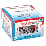 fischer DUOBLADE, selbstbohrender Gipskartondübel, starker Dübel für einfache Montage in Gipskarton- und Gipsfaserplatten, mit Zentrierspitze aus Metall, 40 Stück