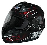 Protectwear Motorradhelm Design 99, Schwarz/Rot, M