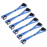 6 Stück 18 Zoll SATA III 6.0 Gbps Kabel SATA Anschlusskabel mit Verriegelungslasche und 90-Grad-Stecker, Blau